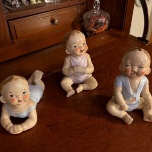 VTG Napco Trio Adorable Porcelain Piano Baby Figurines